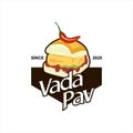 Vada Pav Logo Street Food vector. Mumbai Bun Bread