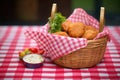 vada pavs in a basket, red checkered cloth lining Royalty Free Stock Photo