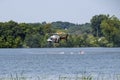 State troopers practice their water rescue techniques out of a helicopter Royalty Free Stock Photo