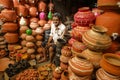 Pottery seller at the Khanderao Market in Vadodara, Gujarat, India Royalty Free Stock Photo