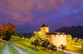 Vaduz Castle in Liechtenstein at night Royalty Free Stock Photo
