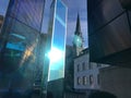 Vaduz Cathedral and Glass monument Royalty Free Stock Photo