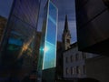 Vaduz Cathedral and Glass monument Royalty Free Stock Photo