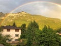 VADUZ, LIECHTENSTEIN, AUGUST 13, 2018 Amazing rainbow after a rain shower