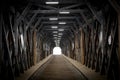 Interior of Alte RheinbrÃÂ¼cke, an old wooden bridge over the river Rhine on border between Liechtenstein and Switzerland