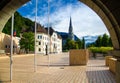 Vaduz, Liechtenstein - September 15, 2016: Old building of parliament and Cathedral