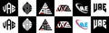 VAE letter logo design in six style. VAE polygon, circle, triangle, hexagon, flat and simple style with black and white color Royalty Free Stock Photo