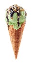 Pistachio ice cream with cone Royalty Free Stock Photo