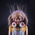 Portrait of a girl with makeup by Amazonian tribes