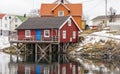 Old traditional fisherman`s house called Rorbu at Vagan in Lofoten islands. Norway.