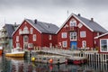 Old traditional fisherman`s house called Rorbu at Vagan in Lofoten islands. Norway.