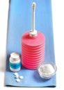 Vaginal irrigator set with chloramine and bicarbonate