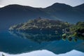 Vagli di Sotto village on Lago di Vagli, Vagli lake, Tuscany, It