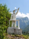 VAGLI SOTTO, LUCCA, ITALY AUGUST 8, 2019: A marble statue of Gregorio De Falco, the coastguard involved in the Costa Royalty Free Stock Photo