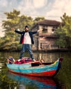 Vagrant on the boat Royalty Free Stock Photo