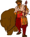 Vagrant musician with bear Royalty Free Stock Photo