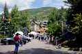 Vail, Colorado, USA - September 1, 2018 - Street with people heading to Gourmet on Gore event.