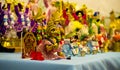 Vaishnavism. Indian figurines. Hare Krishna Gaura Nitai form of God on altar.