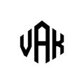 VAK letter logo design with polygon shape. VAK polygon and cube shape logo design. VAK hexagon vector logo template white and Royalty Free Stock Photo