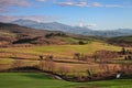 Val d`Orcia, Siena, Tuscany, Italy: spring landscape at sunset of the countryside