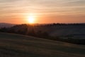 Val d`Orcia or Valdorcia landscape in Tuscany at sunset, a popular travel destination in Italy Royalty Free Stock Photo