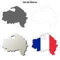 Val-de-Marne, Ile-de-France outline map set