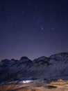 Val di Fassa Dolomites landscape, night landscape, starry sky