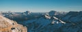 Val di Fassa Dolomites landscape, view from Sass Pordoi Peak Royalty Free Stock Photo