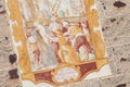 Fresco from the St.Magdalena little church in Val di Funes representing a moment on the Royalty Free Stock Photo