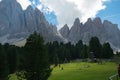 VAL DI FUNES, ITALY - SEPTEMBER 2, 2023: View of a park for children in the Odle dolomites