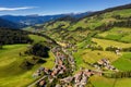 Val di Funes, Trentino Alto Adige, Italy. The great autumnal colors shines under the late sun with Odle on the background and