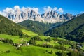 Val di Funes valley, Santa Maddalena in Dolomites, Italy