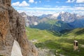 The spectacular Forcella del Sassolungo pass at the top of the Forcella Sassolungo cable car, surrounded by Sassolungo and Sassopi