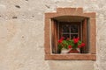 VAL ISARCO, ITALY - JULY 27, 2017: Detail external window from Castel Trostburg, one of the largest fortified complexes in South