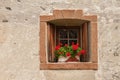 VAL ISARCO, ITALY - JULY 27, 2017: Detail external window from Castel Trostburg, one of the largest fortified complexes in South