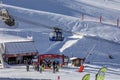 Cabin lift in Val Thorens resort on sunny day Royalty Free Stock Photo