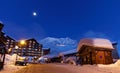 Soleil street in Val Thorens Resort at night Royalty Free Stock Photo