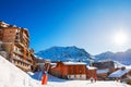 Val Thorens village, 3 Valleys ski resort, France Royalty Free Stock Photo