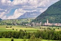 Val Venosta, Vinschgau, Alto Adige, Italy. View over Mals in South Tyrol