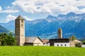 Val Venosta, Vinschgau, Alto Adige, Italy. View over Mals in South Tyrol Royalty Free Stock Photo