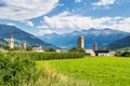 Val Venosta, Vinschgau, Alto Adige, Italy. View over Mals in South Tyrol Royalty Free Stock Photo