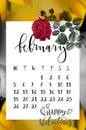 Valantines Day calendar and red roses. Royalty Free Stock Photo