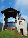 Valcanale, Bergamo, Italy. Abandoned ski resort in 1998. Lift and old buildings Royalty Free Stock Photo