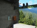 Valcanale, Bergamo, Italy. Abandoned ski resort in 1998. Lift and old buildings Royalty Free Stock Photo