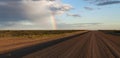 rainbow, dirt road, Valdes Peninsula, Northern Patagonia, Argentina, South America Royalty Free Stock Photo