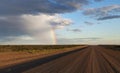 rainbow, dirt road, Valdes Peninsula, Northern Patagonia, Argentina, South America Royalty Free Stock Photo