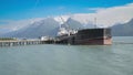 he Oliver Leavitt, a 100,000-barrell articulated tug-barge unit sits in the port of Valdez, Alaska