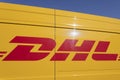 Valdichiana Outlet Village, Italy 09/17/2019: Close up of DHL logo on truck