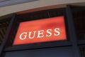 Valdichiana Outlet Village, Italy 09/17/2019: Guess logo on a store front Royalty Free Stock Photo