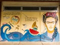 Graffiti in honor Frida Kahlo at the Universidad Austral de Chile in Valdivia city, on isle of Teja. Tribute to wife of muralist